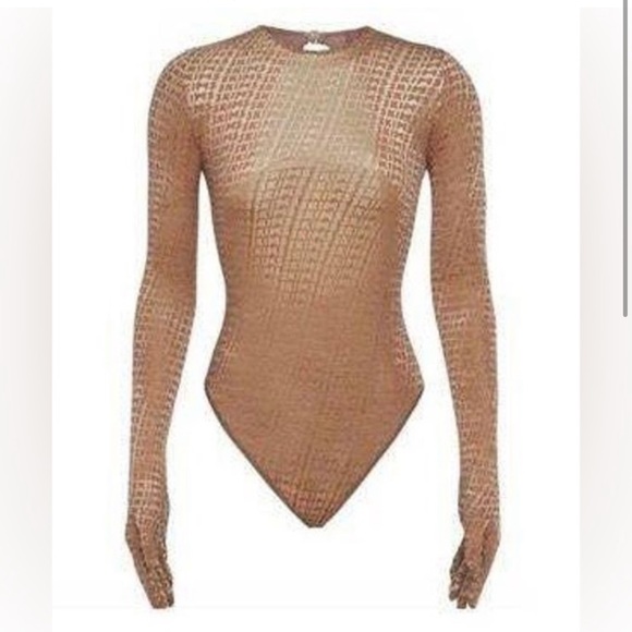 Skims Burnout Glove Bodysuit Velvet Logo Chai Sz 4x